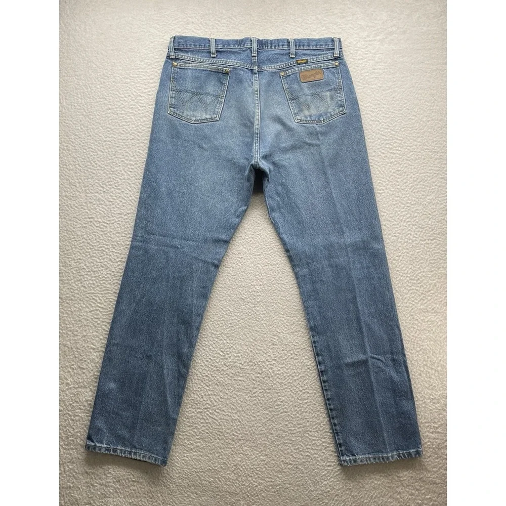 Wrangler Jeans Mens 38x34 George Straight Cowboy Cut Natural Wear Faded 13MGSHD